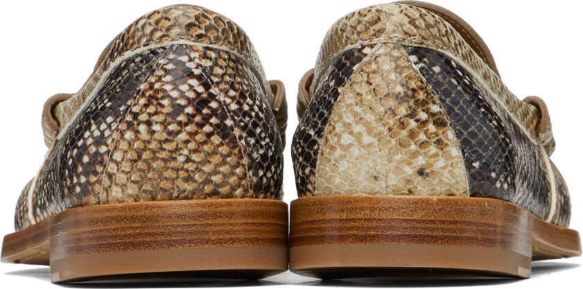 Rhude Beige & Brown Snake Brown Penny Loafers