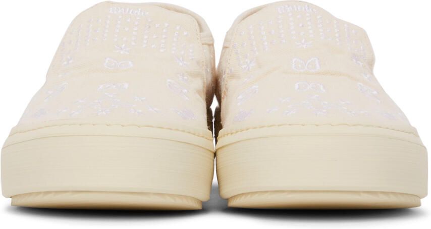 Rhude Beige Embroidered Slip-On Sneakers - Picture 3