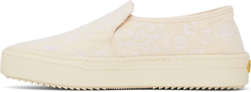 Rhude Beige Embroidered Slip-On Sneakers - Picture 4