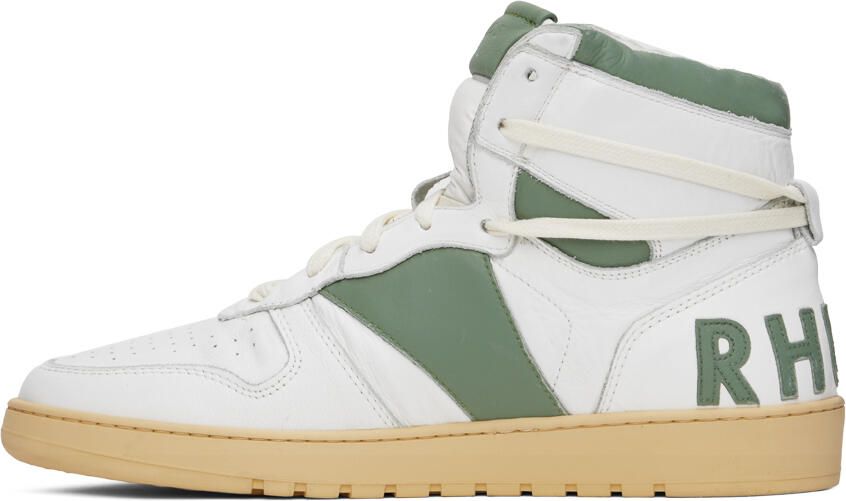 Rhude Green & White Rhecess Hi Sneakers - Picture 3