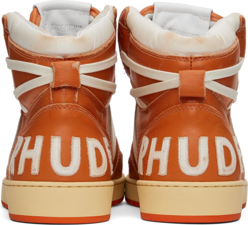 Rhude Orange & White Rhecess Hi Sneakers
