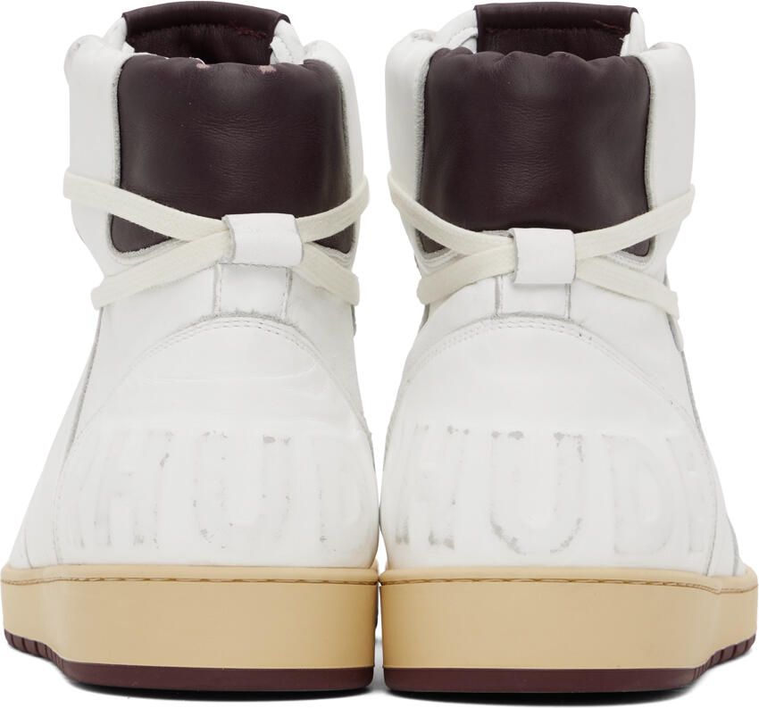 Rhude White & Burgundy Rhecess-Sky Hi Sneakers