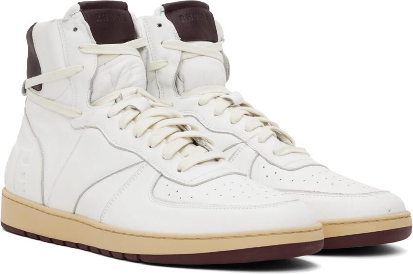 Rhude White & Burgundy Rhecess-Sky Hi Sneakers - Picture 2