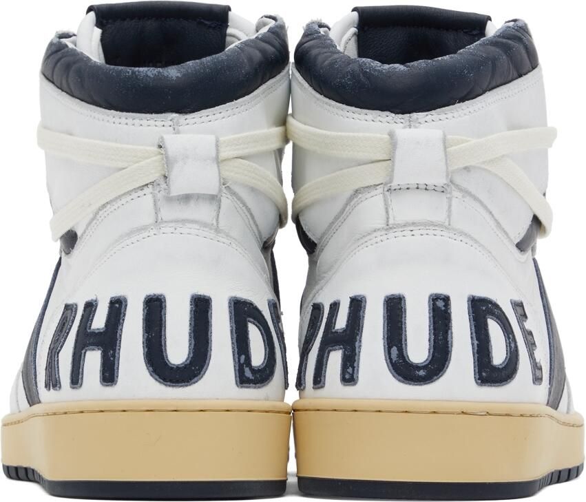 Rhude White & Navy Rhecess Hi Sneakers