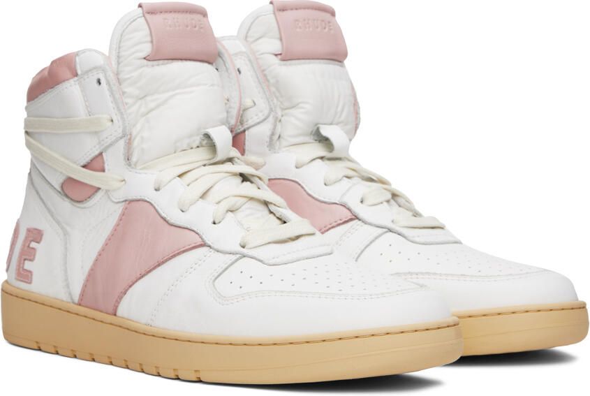 Rhude White & Pink Rhecess Hi Sneakers - Picture 2