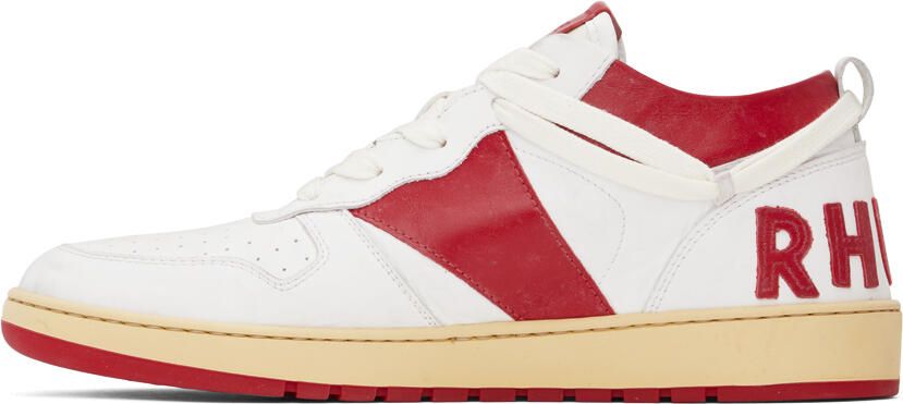 Rhude White & Red Rhecess Low Sneakers - Picture 3