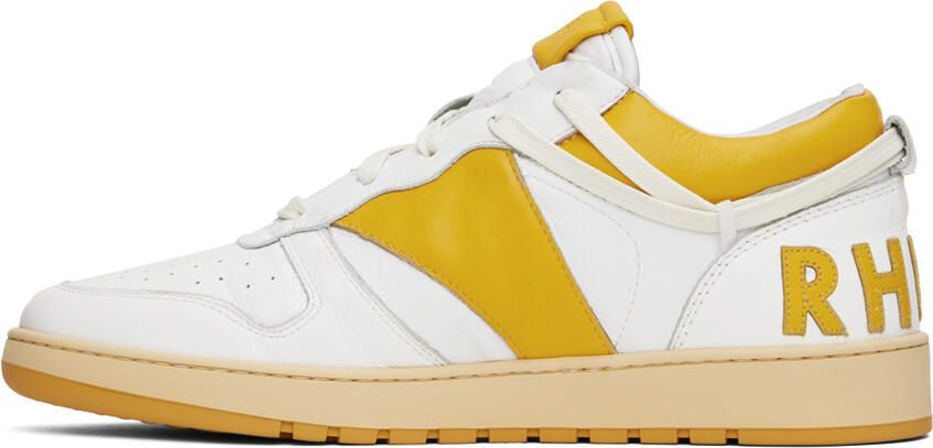 Rhude White & Yellow Rhecess Low Sneakers - Picture 3