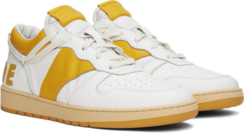 Rhude White & Yellow Rhecess Low Sneakers - Picture 2