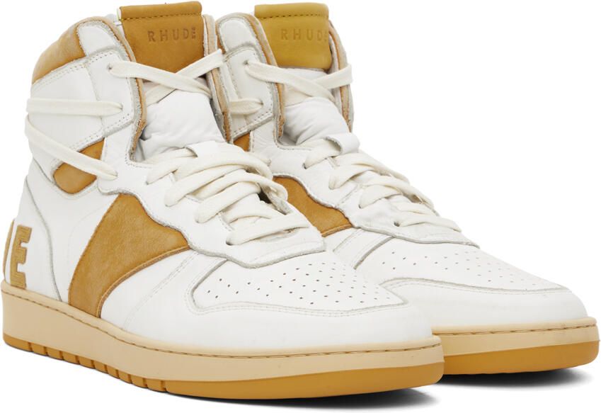 Rhude White & Yellow Rhecess-Sky Hi Sneakers - Picture 2