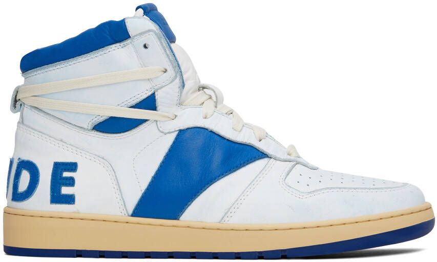 Rhude White & Blue Rhecess Hi Sneakers - Picture 5