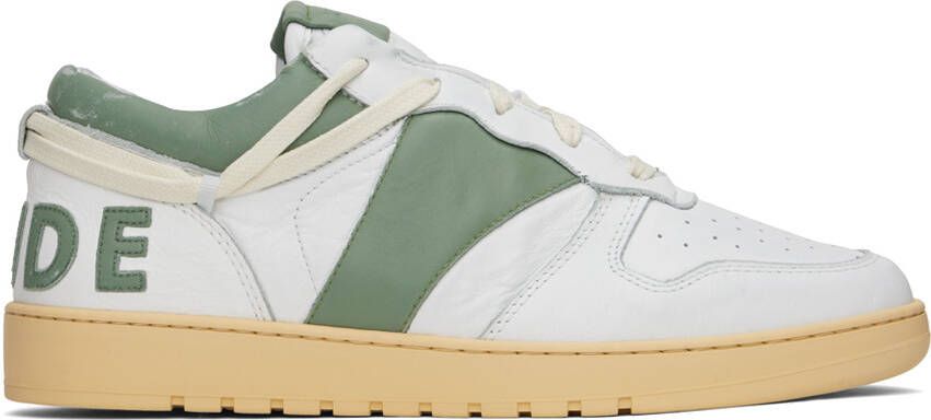 Rhude White & Green Rhecess Low Sneakers