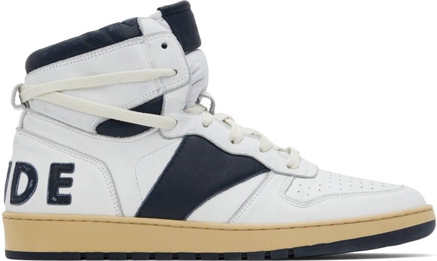 Rhude White & Navy Rhecess Hi Sneakers - Picture 5