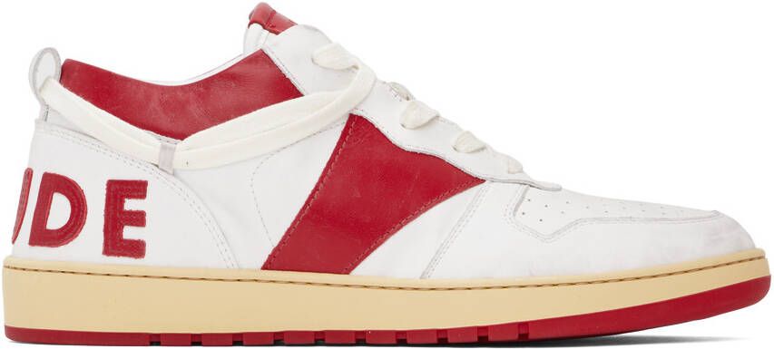 Rhude White & Red Rhecess Low Sneakers - Picture 5