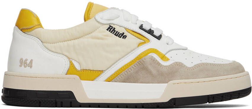 Rhude White & Yellow Racing Sneakers - Picture 5