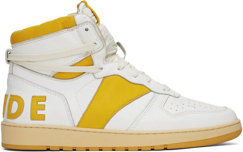 Rhude White & Yellow Rhecess Hi Sneakers - Picture 5