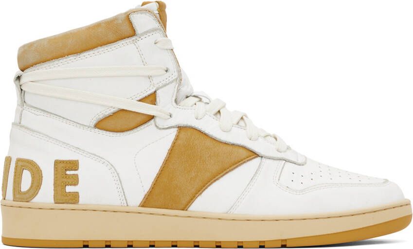 Rhude White & Yellow Rhecess-Sky Hi Sneakers - Picture 5