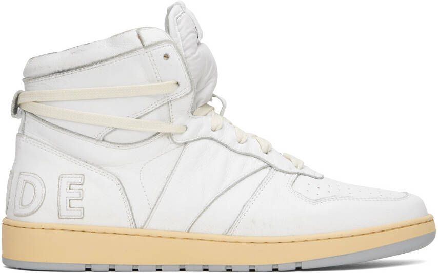Rhude White Rhecess Hi Sneakers - Picture 5