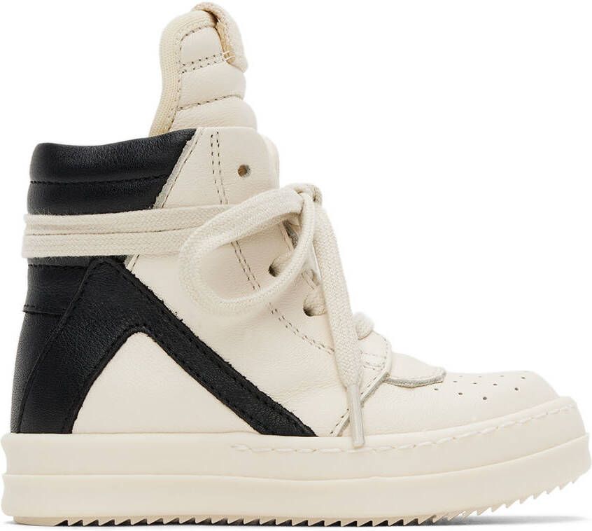 Rick Owens Baby Black & Off-White Geobasket Sneakers - Picture 4