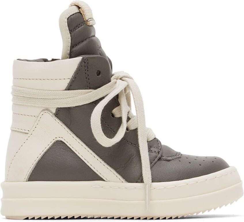 Rick Owens Baby Gray & Off-White Geobasket Sneakers - Picture 4