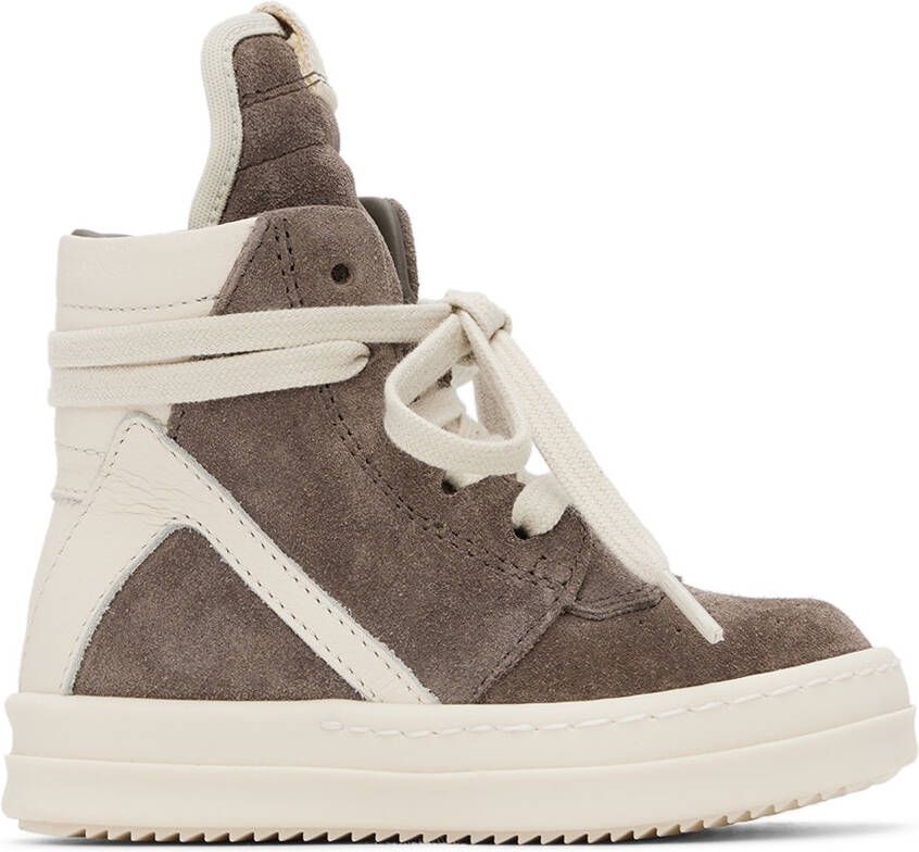 Rick Owens Baby Gray & Off-White Geobasket Sneakers - Picture 4