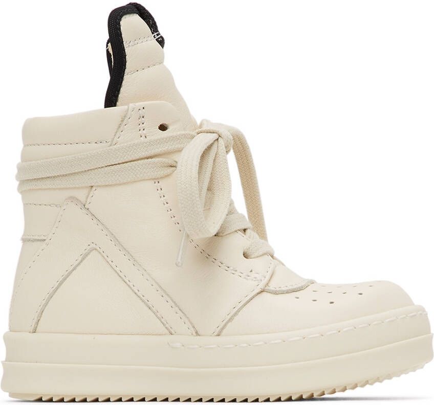 Rick Owens Baby Off-White Geobasket High Sneakers - Picture 4