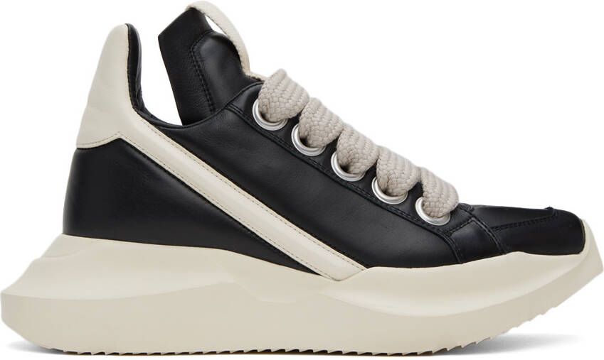 Rick Owens Black & Off-White Geth Sneakers - Picture 4