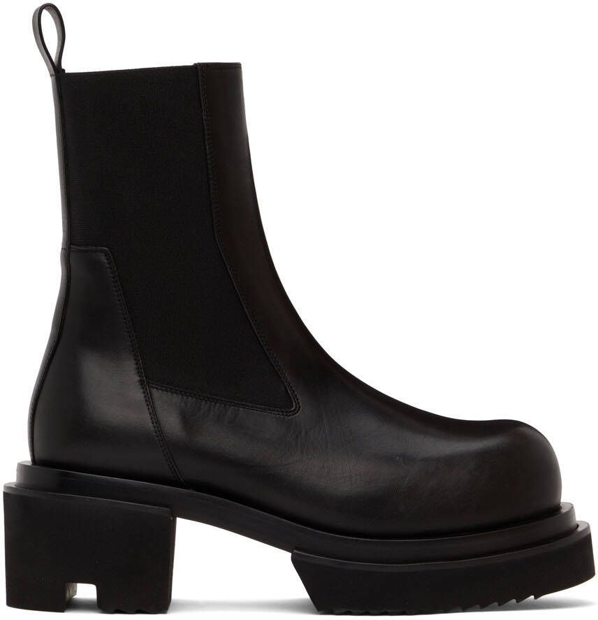 Rick Owens Black Beatle Bogun Chelsea Boots