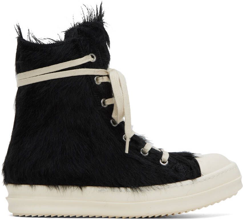 Rick Owens Black Fur Sneakers - Picture 5