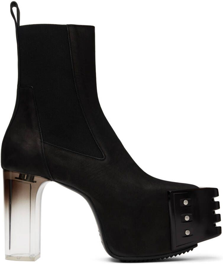 Rick Owens Black Grilled Chelsea Boots - Picture 6