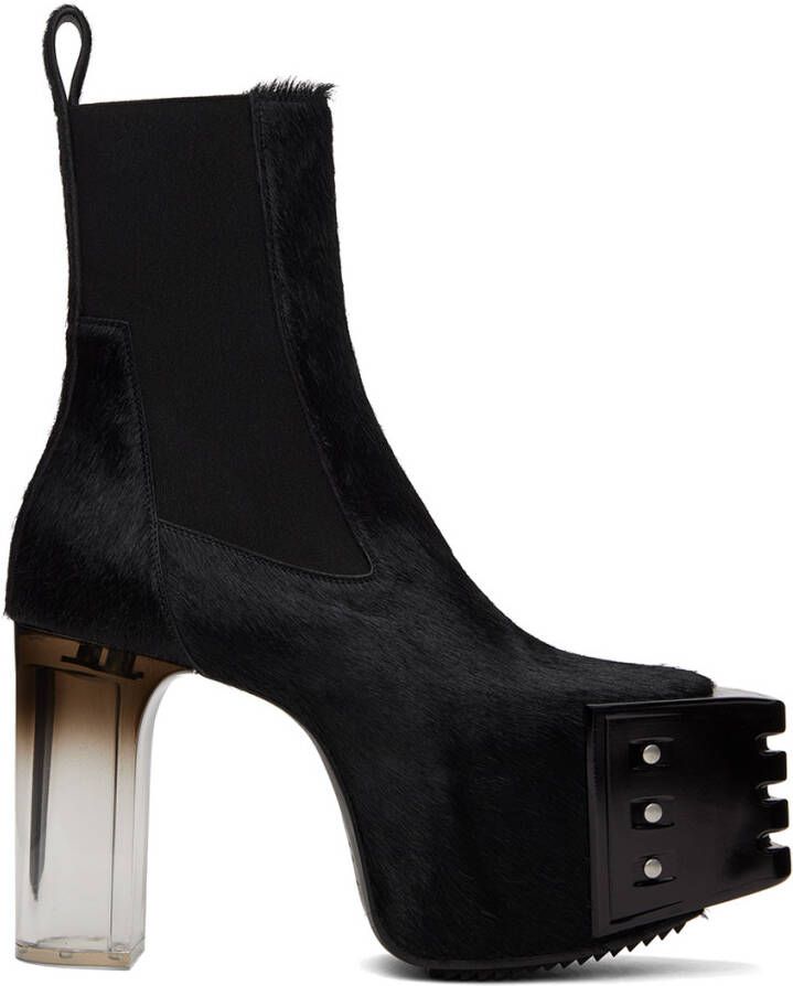 Rick Owens Black Grilled Platform Chelsea Boots - Picture 5