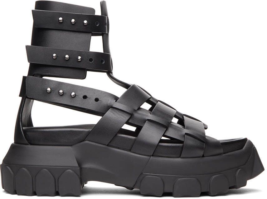Rick Owens Black Hiking Tractor Sandals - Picture 5