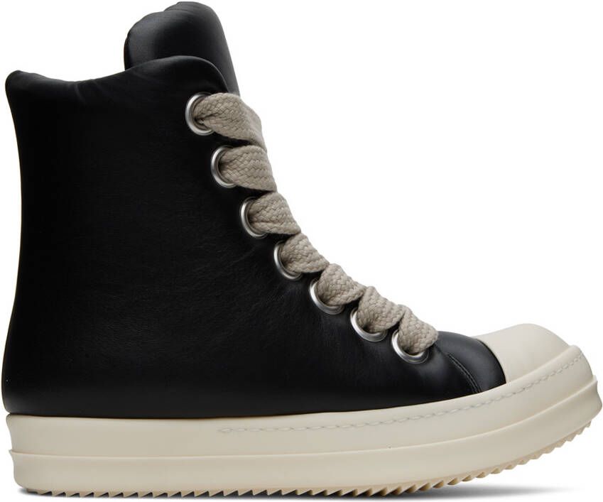 Rick Owens Black Leather Sneakers - Picture 4