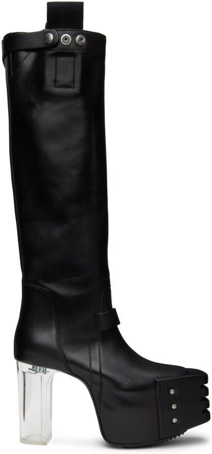 Rick Owens Black Pull On Platform Boots