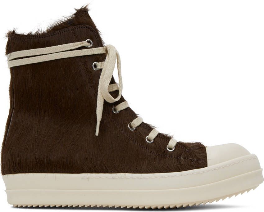 Rick Owens Brown Fur Sneakers - Picture 4