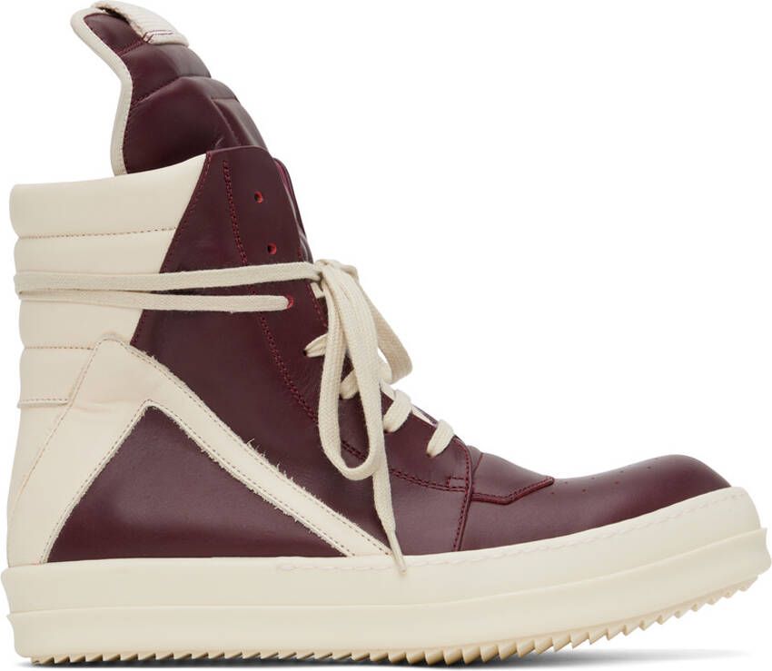 Rick Owens Burgundy Geobasket Sneakers - Picture 5