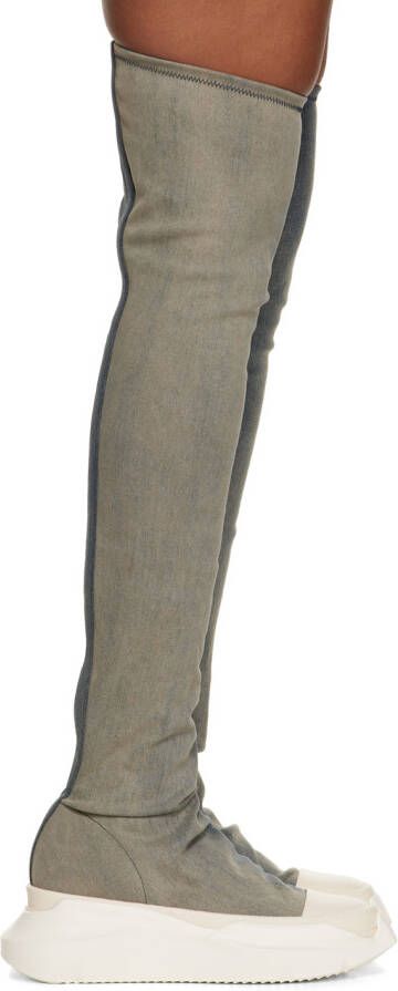 Rick Owens DRKSHDW Blue Abstract Stocking Tall Boots