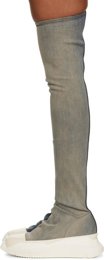 Rick Owens DRKSHDW Blue Abstract Stocking Tall Boots - Picture 3