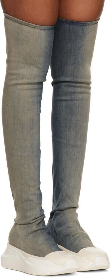 Rick Owens DRKSHDW Blue Abstract Stocking Tall Boots - Picture 2