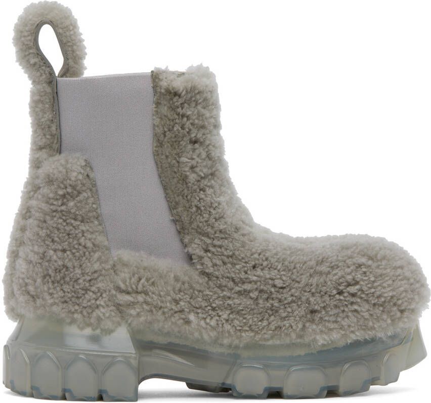 Rick Owens Lilies Burgundy Velvet Ankle Boots - Picture 6