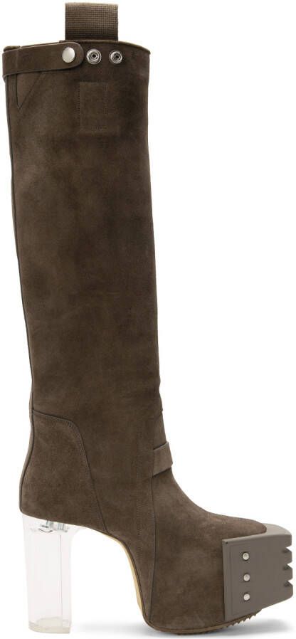 Rick Owens Gray Pull On Platform Boots