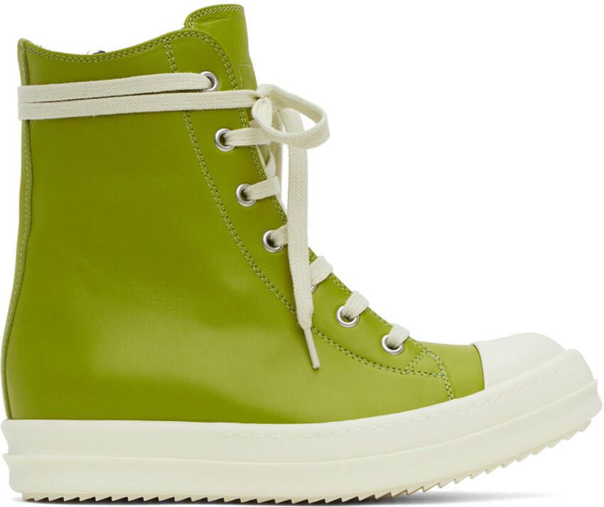 Rick Owens Green High Sneakers - Picture 4