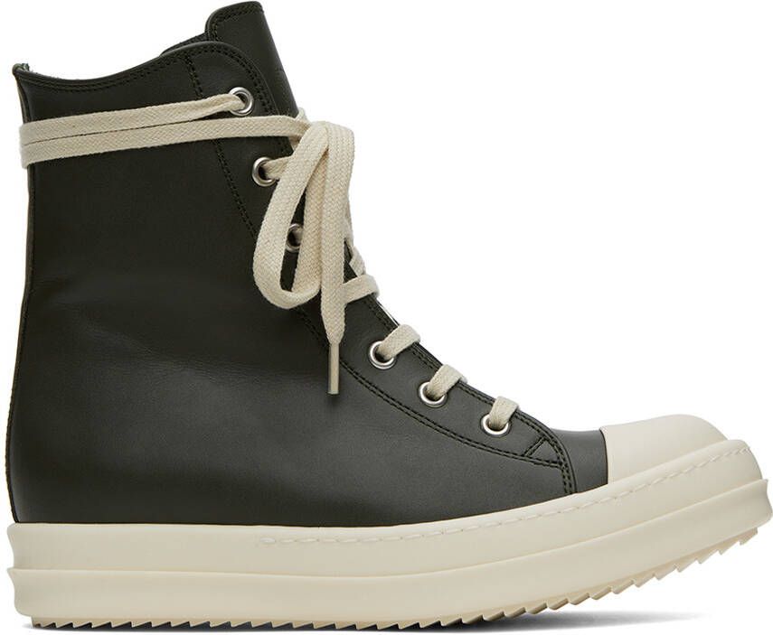 Rick Owens Green High Sneakers - Picture 4