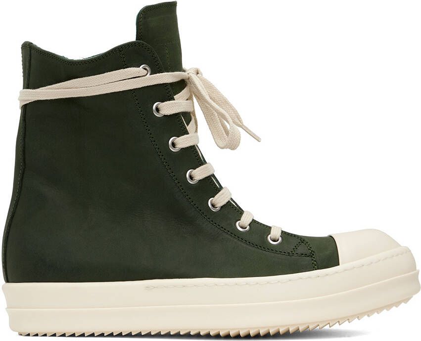 Rick Owens Green Nubuck High Sneakers - Picture 5