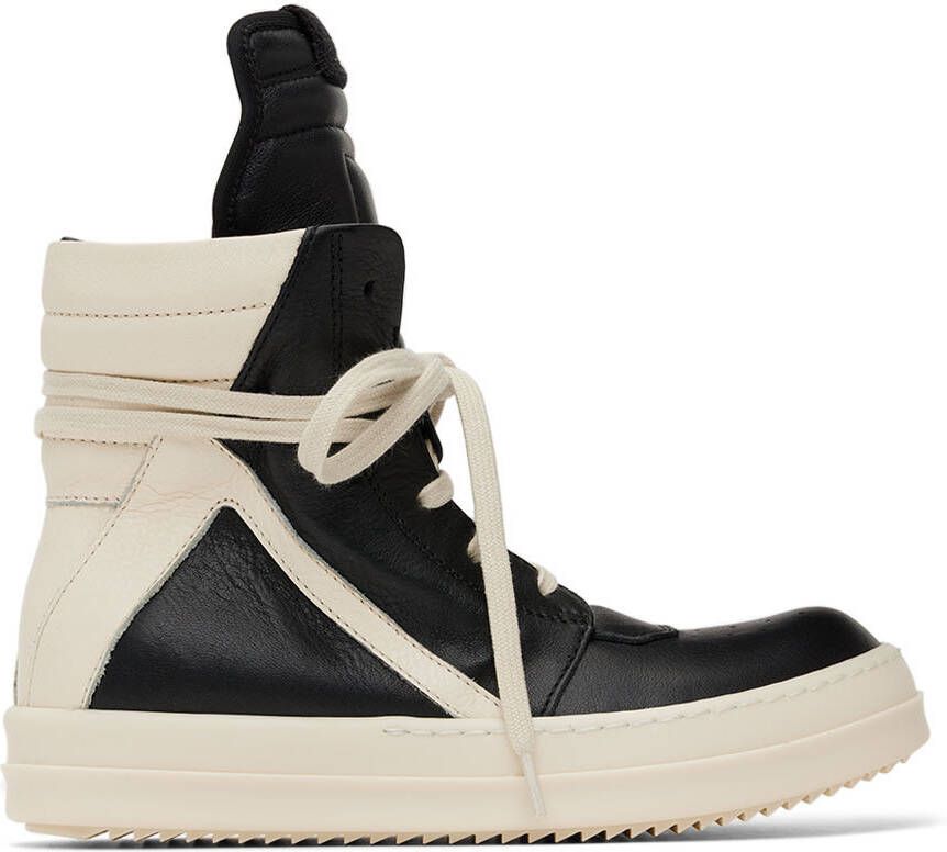 Rick Owens Kids Black & Off-White Geobasket Sneakers - Picture 5
