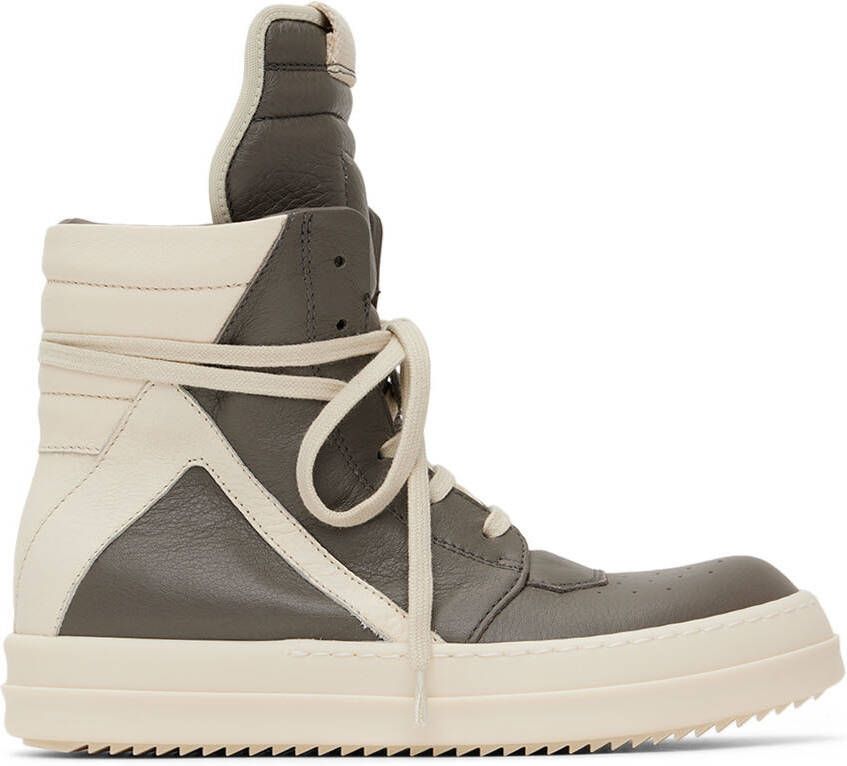 Rick Owens Kids Gray & Off-White Geobasket Sneakers - Picture 5