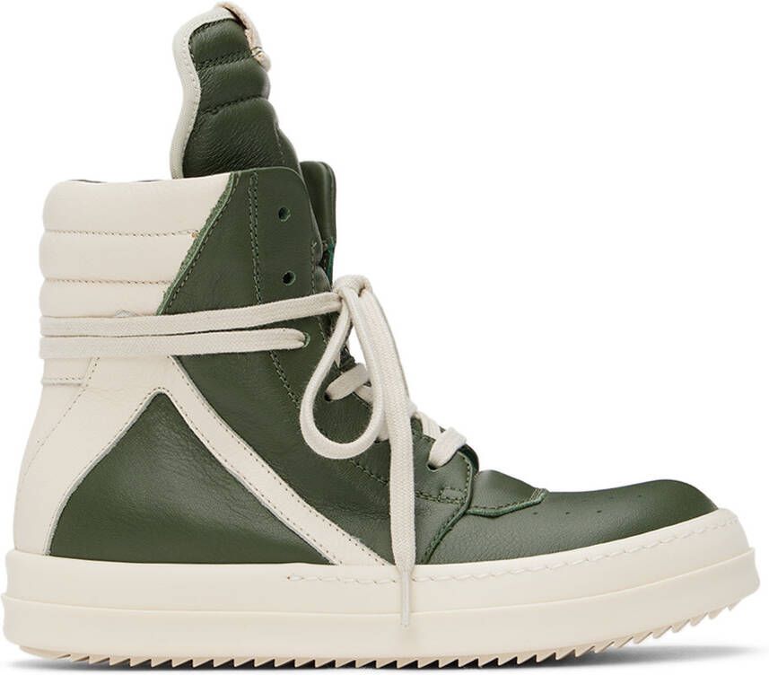 Rick Owens Kids Green & Off-White Geobasket Sneakers - Picture 4