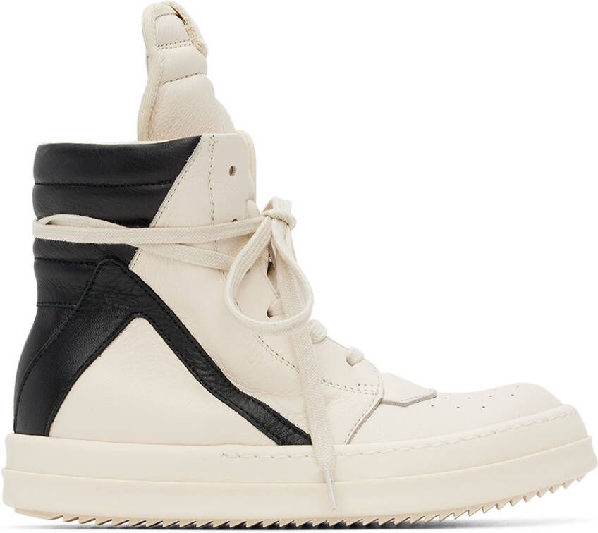 Rick Owens Kids Off-White & Black Geobasket Sneakers - Picture 4