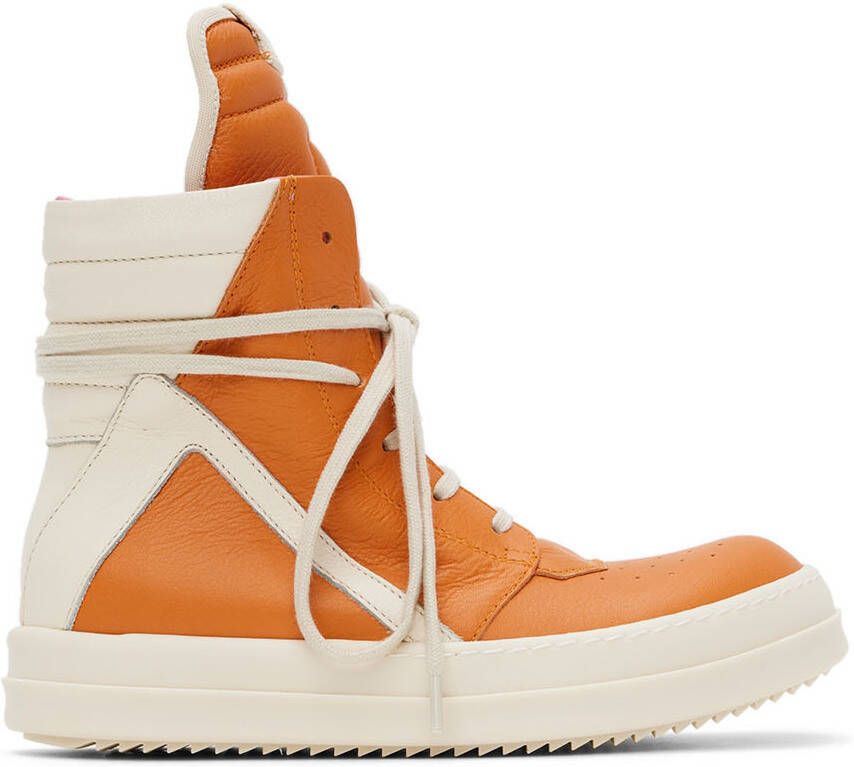 Rick Owens Kids Orange & Off-White Geobasket Sneakers - Picture 5