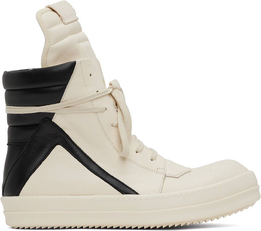 Rick Owens Off-White & Black Geobasket Sneakers - Picture 5