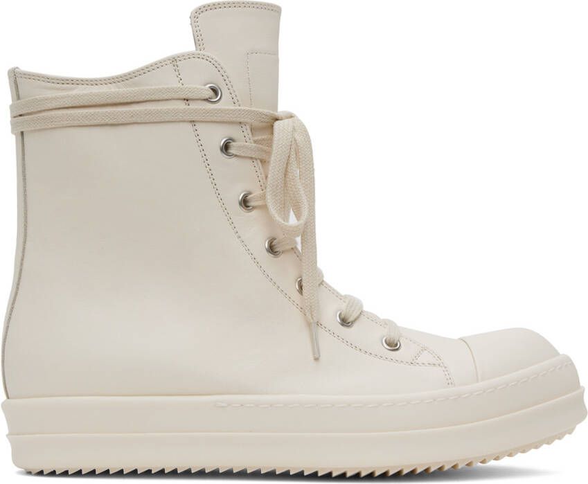 Rick Owens Off-White Leather Sneakers - Picture 4